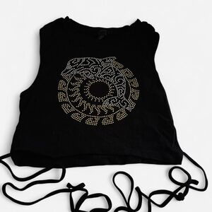Forever 21 Black Crop Top with Gold Accents
